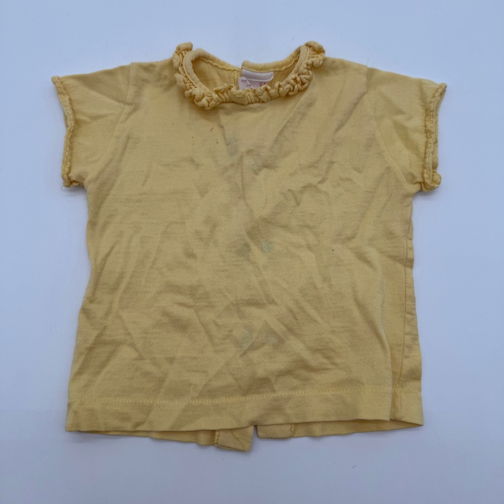 Vintage Buster Brown Yellow Ruffle Collar Cotton Top Baby 6-9 Months Made in USA